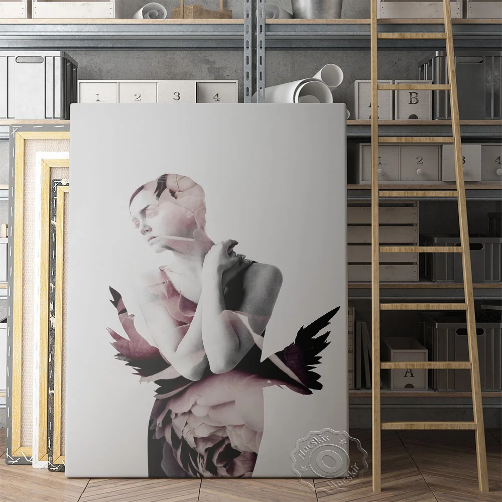 

Fictional Character Printing Poster, Unreal Woman Light Shadow Canvas Painting, Nordic Style Figure Still Life Home Wall Decor