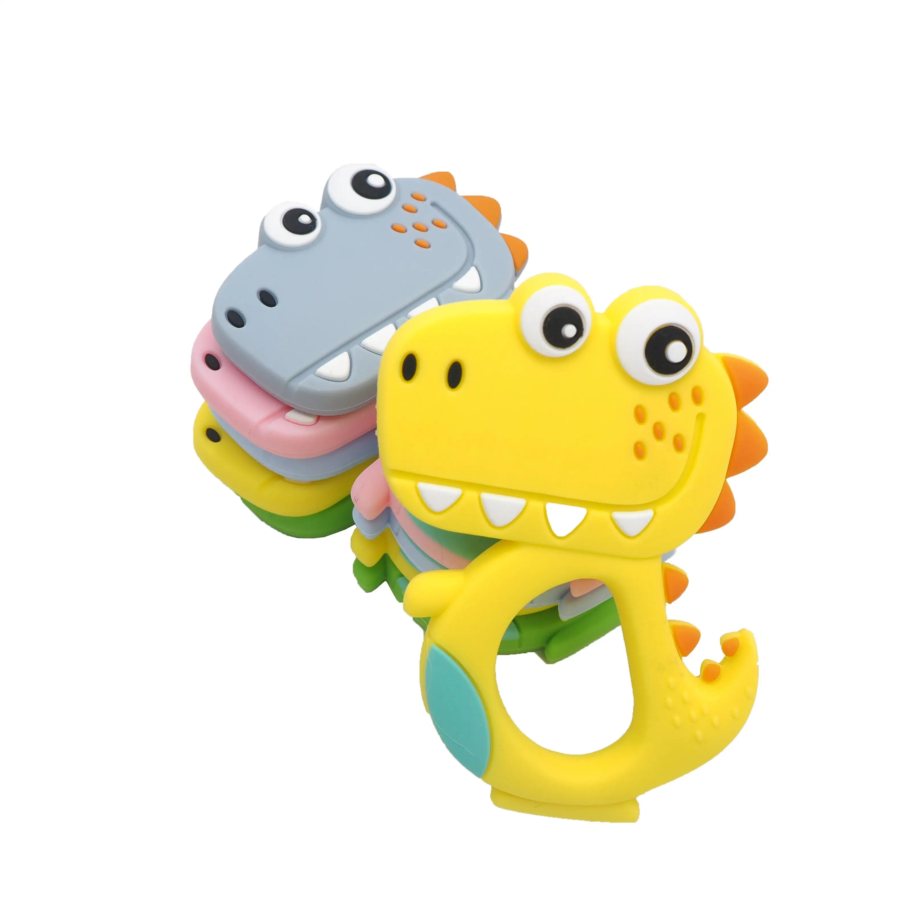 Chenkai 50PCS Silicone Dinosaur Teethers Baby Cute Cartoon Teething BPA Free For DIY Infant Dummy Sensory Pacifier Accessories
