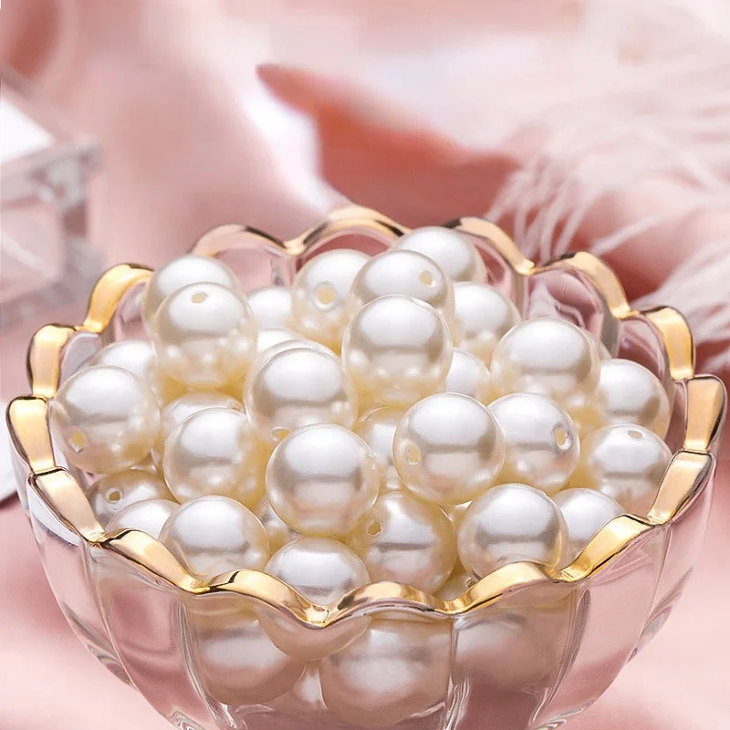 Недорогие круглые бусины из АБС-пластика 3-20 мм имитация жемчуга белые россыпью