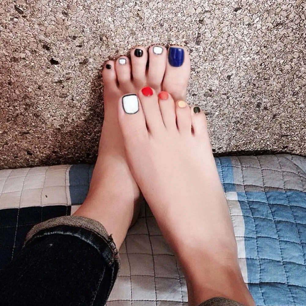 24 шт модные простые цветные накладные ногти наклейки из акрила для французского