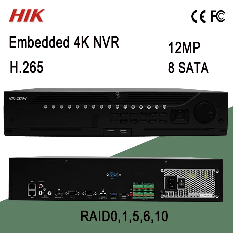 В продаже оригинальный внешний аккумулятор Hik 64ch 4K NVR 12MP 8SATA H.265 HDD с горячей