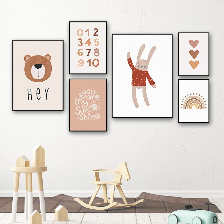 

Cute Cartoon Rainbow Bear Love Nordic Posters And Prints Wall Art Canvas Painting Nursery Wall Pictures For Baby Kids Room Decor