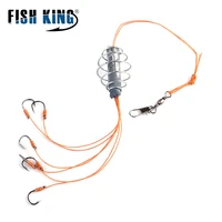 fish king high carbon steel bait cage feeder fishing group lead sinker hair rigs carp fishing with line hooks for tackle