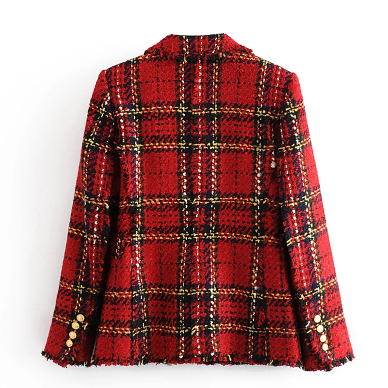 Женская твидовая куртка Za винтажная модная двубортная стильная с отложным