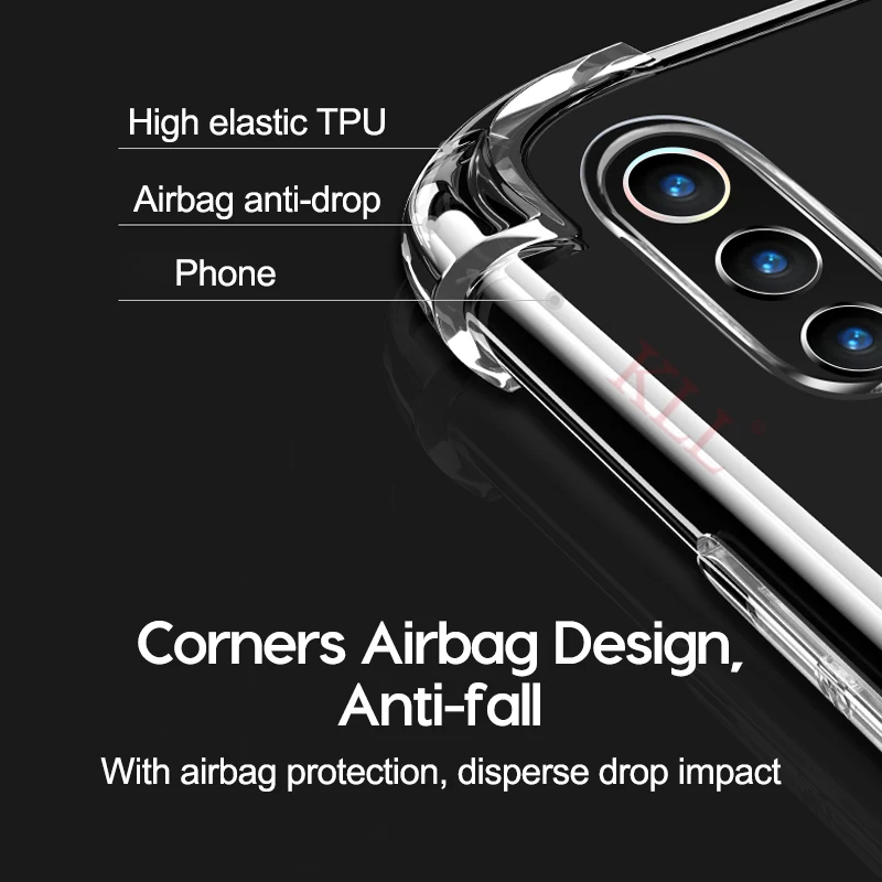 Shockproof Airbag Clear TPU Soft Case for Xiaomi Mi 9 SE 8 Lite Silicone Transparent Redmi 7 7A Note 6 Pro 5 Cover |