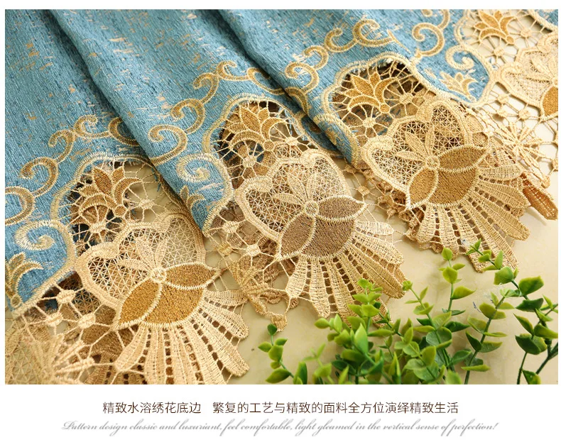 

High-end European Style Hollow Embroidered Curtains French Style Living Room Bedroom Semi-shading Custom Curtains Tulle Valance
