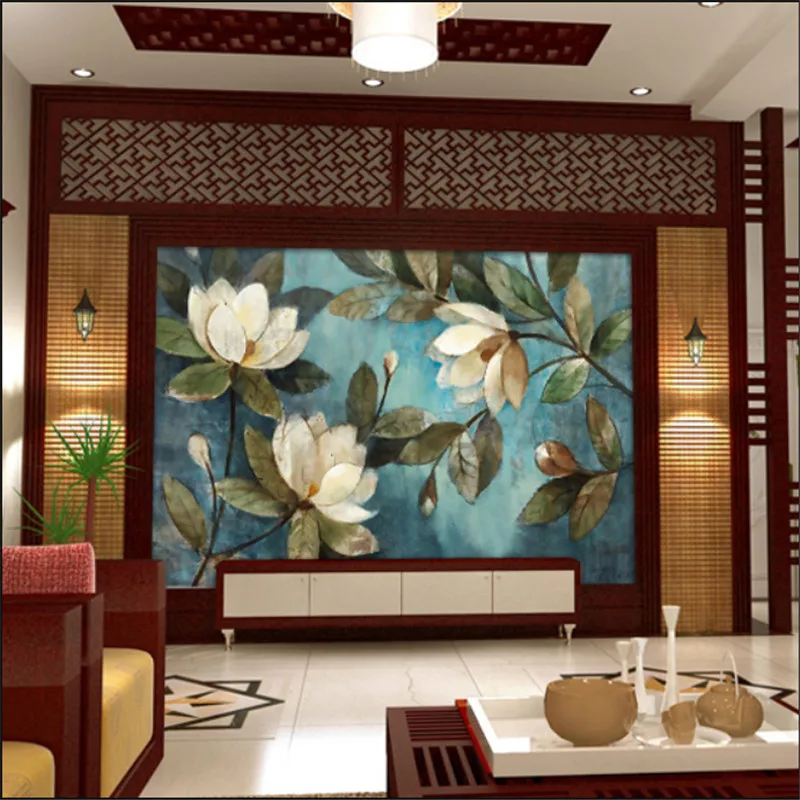 Lotus Ретро картина маслом Цветочная настенная бумага s для гостиной спальни декор