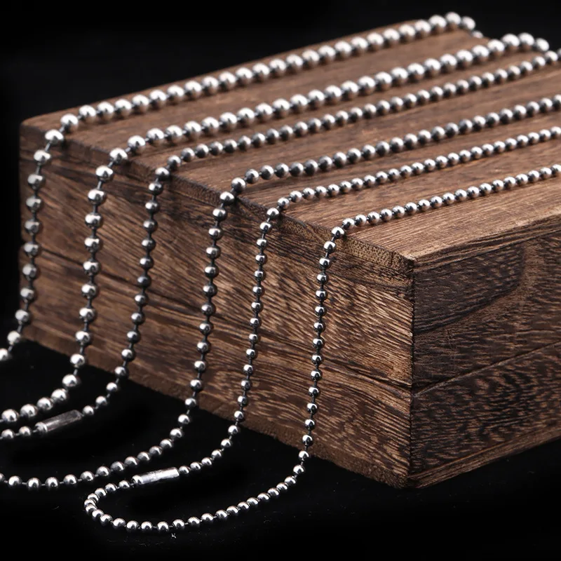 Цепочка унисекс из тайского серебра 2 5 пробы ожерелье круглых бусин мм 3 4 простая