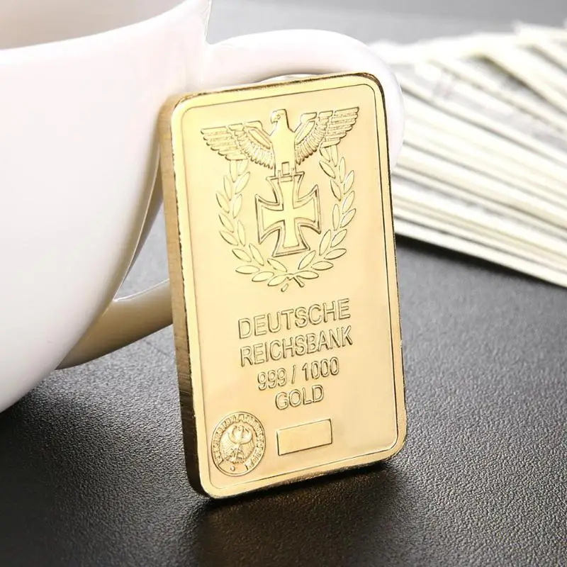 Золотой кирпич цинковый сплав покрытием памятные монеты Биткоин художественная коллекция