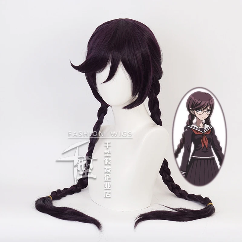 Danganronpa Токо Fukawa темно фиолетовый косы парик Косплэй костюм для косплея