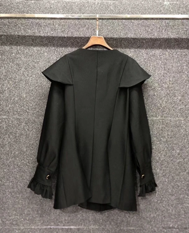 

2021 spring and summer new women's neckline bowknot decoration solid color long-sleeved mid-length fashion jacket 311