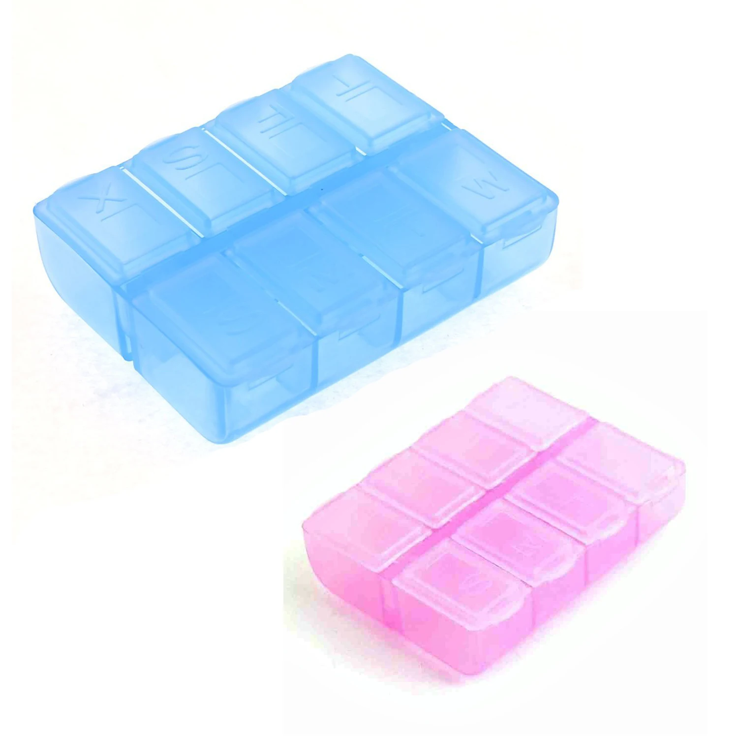 

Plastic Rectangle 8 Compartments 7 Days Medicine Pill Box