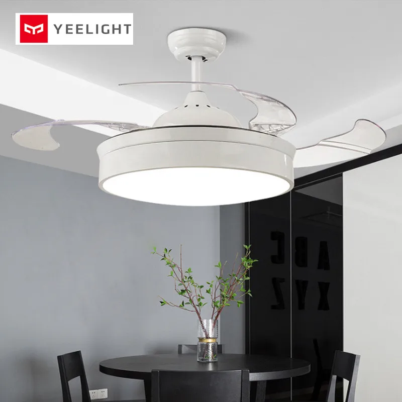 Yeelight светодиодный бесшумный потолочный вентилятор современный Невидимый акриловый лист лампа ресторан пульт дистанционного управления освещением затемнение декоративные лампы