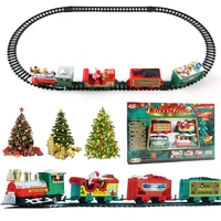 christmas electric train railway rail car train set with sounds road transportation buildings set christmas gift party decor