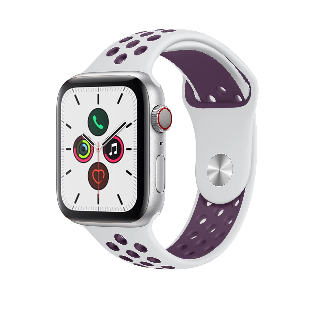 Силиконовый ремешок для apple watch 5 4 band correa apple watch 44 мм 40 мм 42 мм 38 мм iwatch 5 4 3 2 1 спортивный браслет на запястье - Цвет ремешка: white light purple