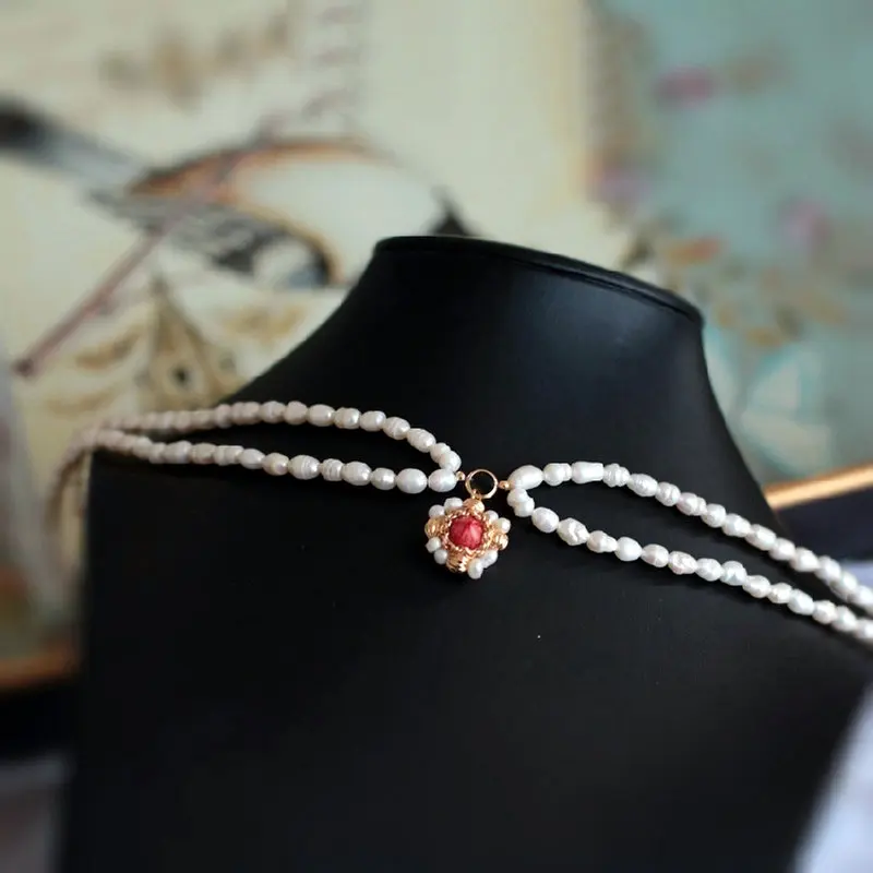 SINZRY original handmade natural freshwater pearl vintage two layer chokers necklace band for Women party jewelry accessory | Украшения и