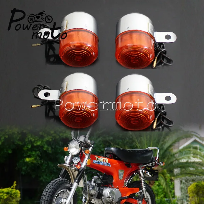 

4Pcs Front & Rear Chopper Turn Signal Light Cafe Racer Indicator Blinker Tail Flasher Lamp For Honda Dax ST CT Z50 50 70 125cc