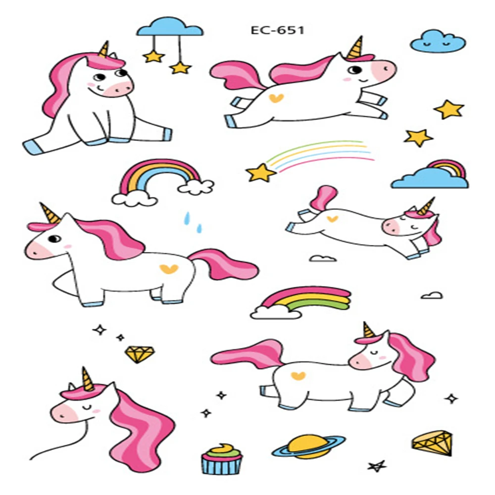

Cross-border Source Waterproof Unicorn Tattoo Stickers Cute Cartoon Fun Stickers Temporary Children's Tattoo Stickers Cool Stuff