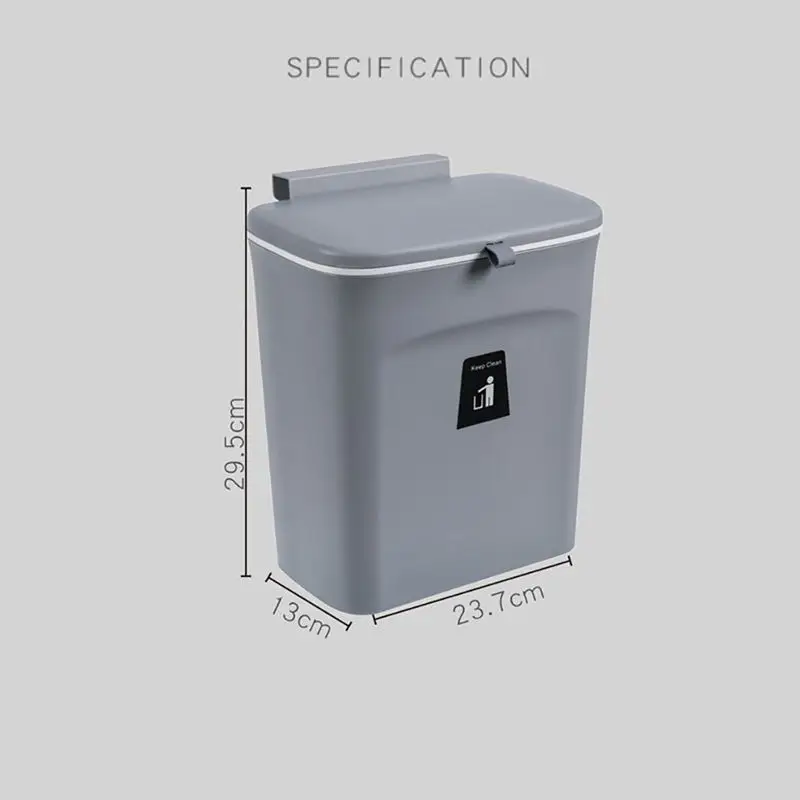 

Wall Mounted Trash Can Bin 7L / 9L with Lid Waste Bin Kitchen Cabinet Door Hanging Trash Bin Garbage Car Recycle Dustbin Rubbish