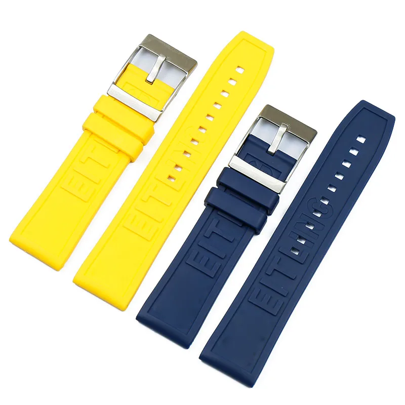 22mm24mm sports rubber strap men's watch accessories pin buckle for Breitling Avenger Blackbird Super Ocean wristband watch band