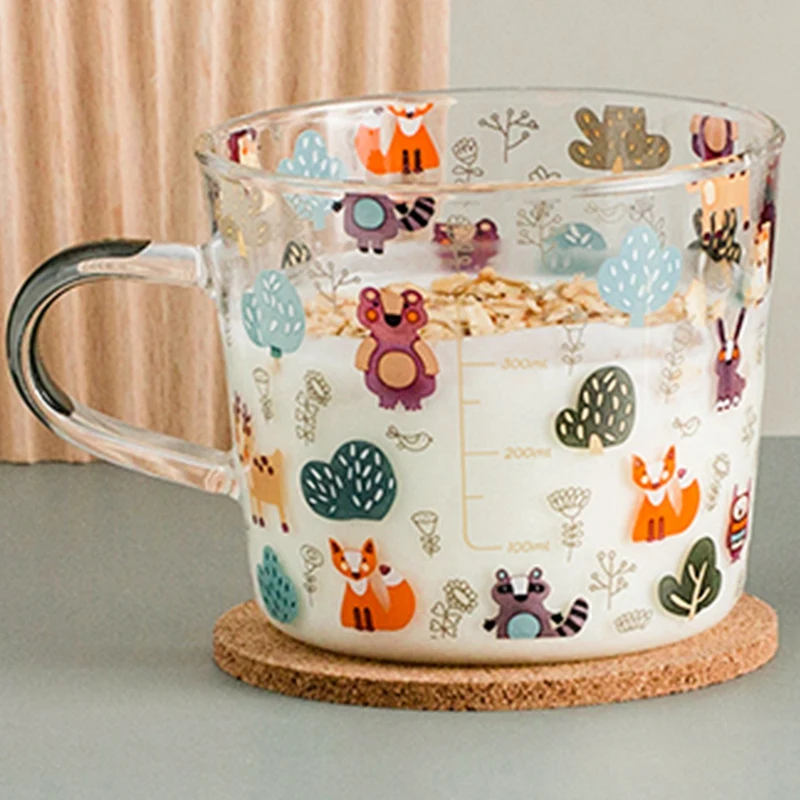 Акция! Стеклянная Кружка со шкалой 500 мл чашка для завтрака/кофе бытовая кружка