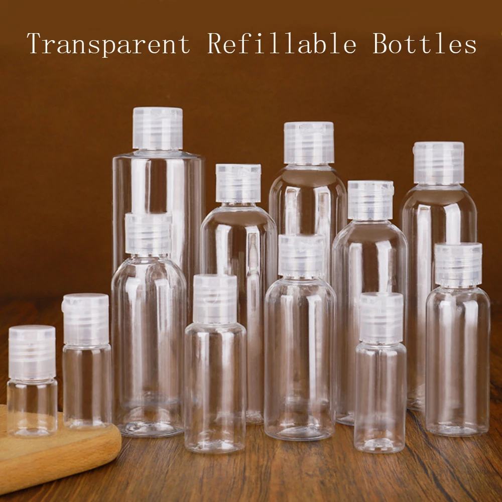 10/20/30/50/100ml Plastic PET Clear Flip Lid Lotion Bottles Cosmetic Shampoo Sample Containers Travel Liquid Refillable Bottle | Красота и