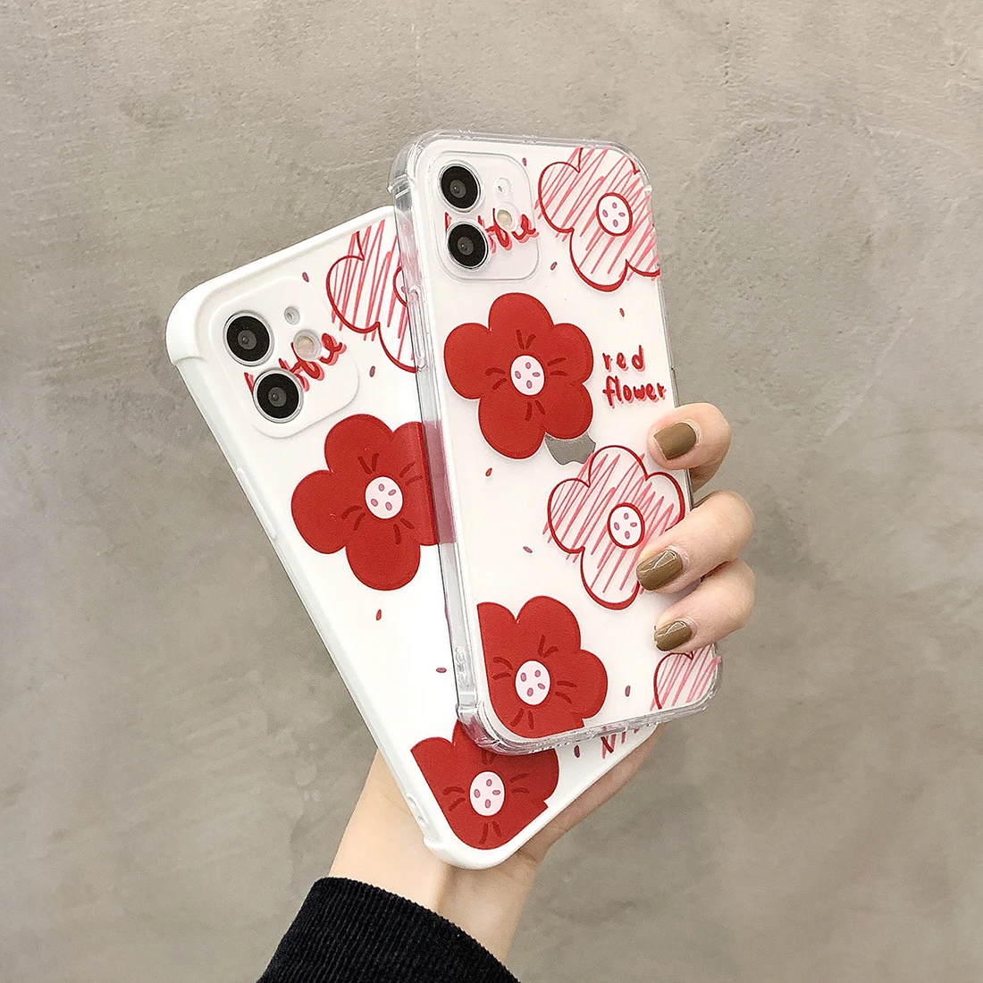 

Lovely Burgundy Flower Silicone Phone Case, Suitable For iPhone 12 11Pro XSmax XS XR X 8 Plus sShockproof Back Cover
