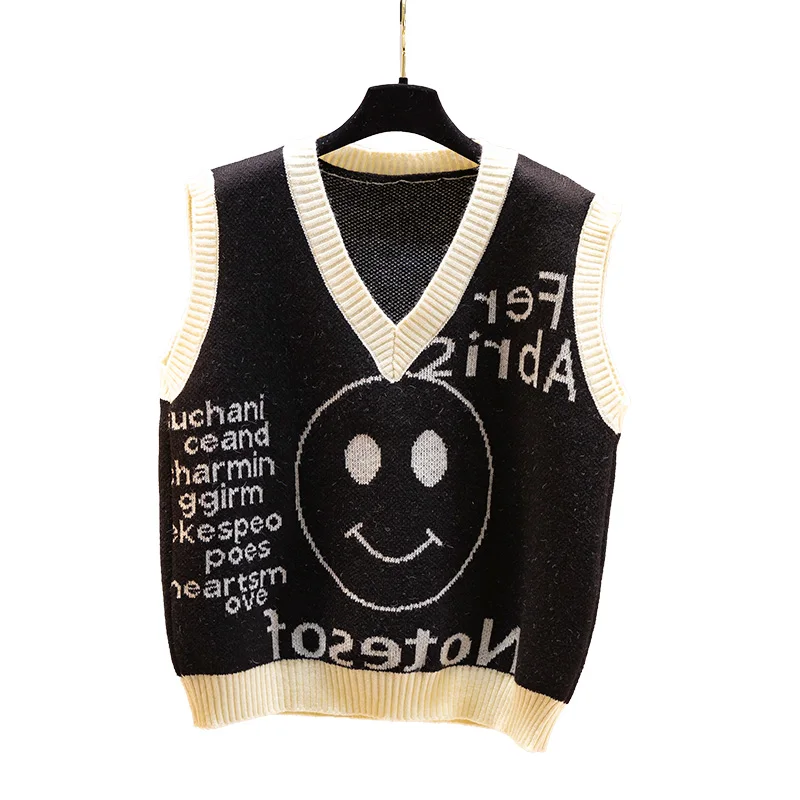 

Knitted Vest Sweater Korean Women Trendy Casual Chic V Neck Sleeveless Streetwear Knit Sweater Vest Top Female Clothes Knitwear