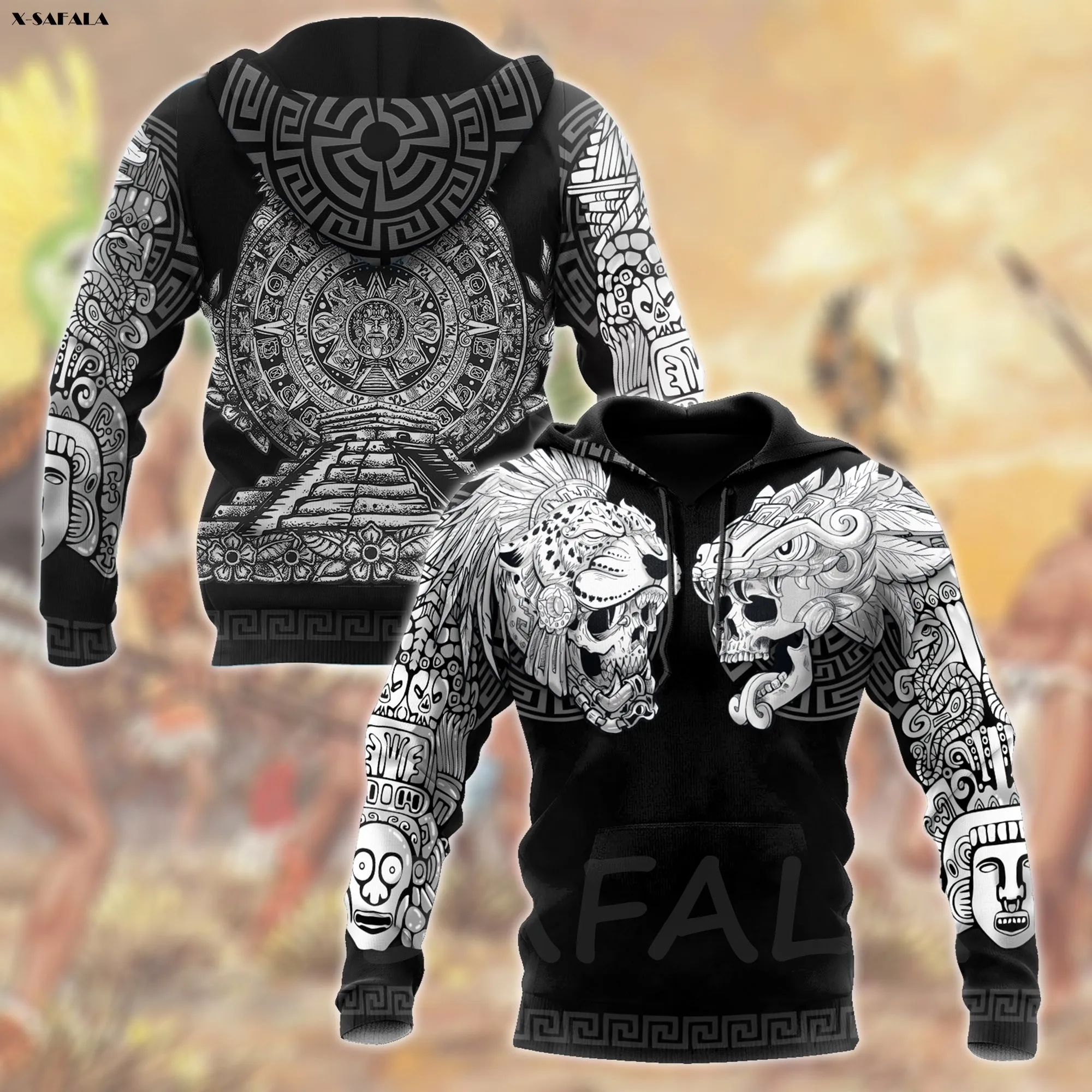 Худи мексиканский американский Орел татуировки ацтекские с 3D принтом Мужской