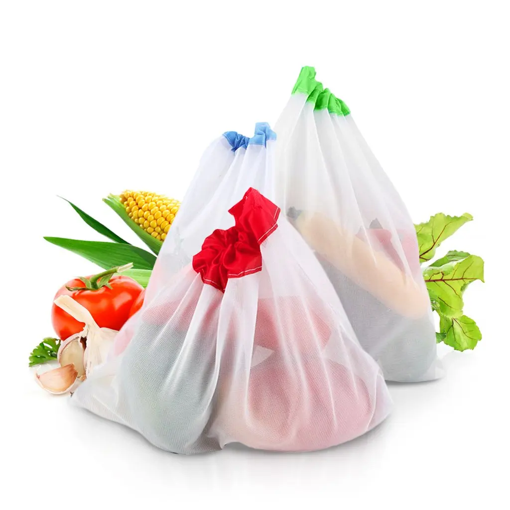 Многоразовые сетчатые продуктовые сумки экологически чистые моющиеся мешки для