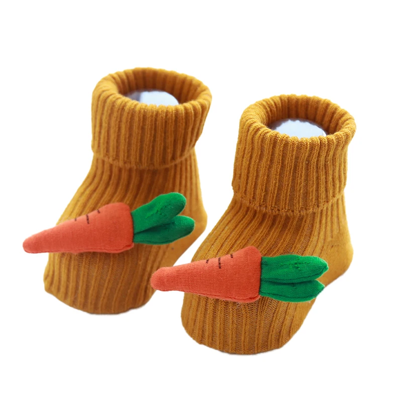 Носки для новорожденных Мягкие с рисунком фруктов Нескользящие хлопковые носки