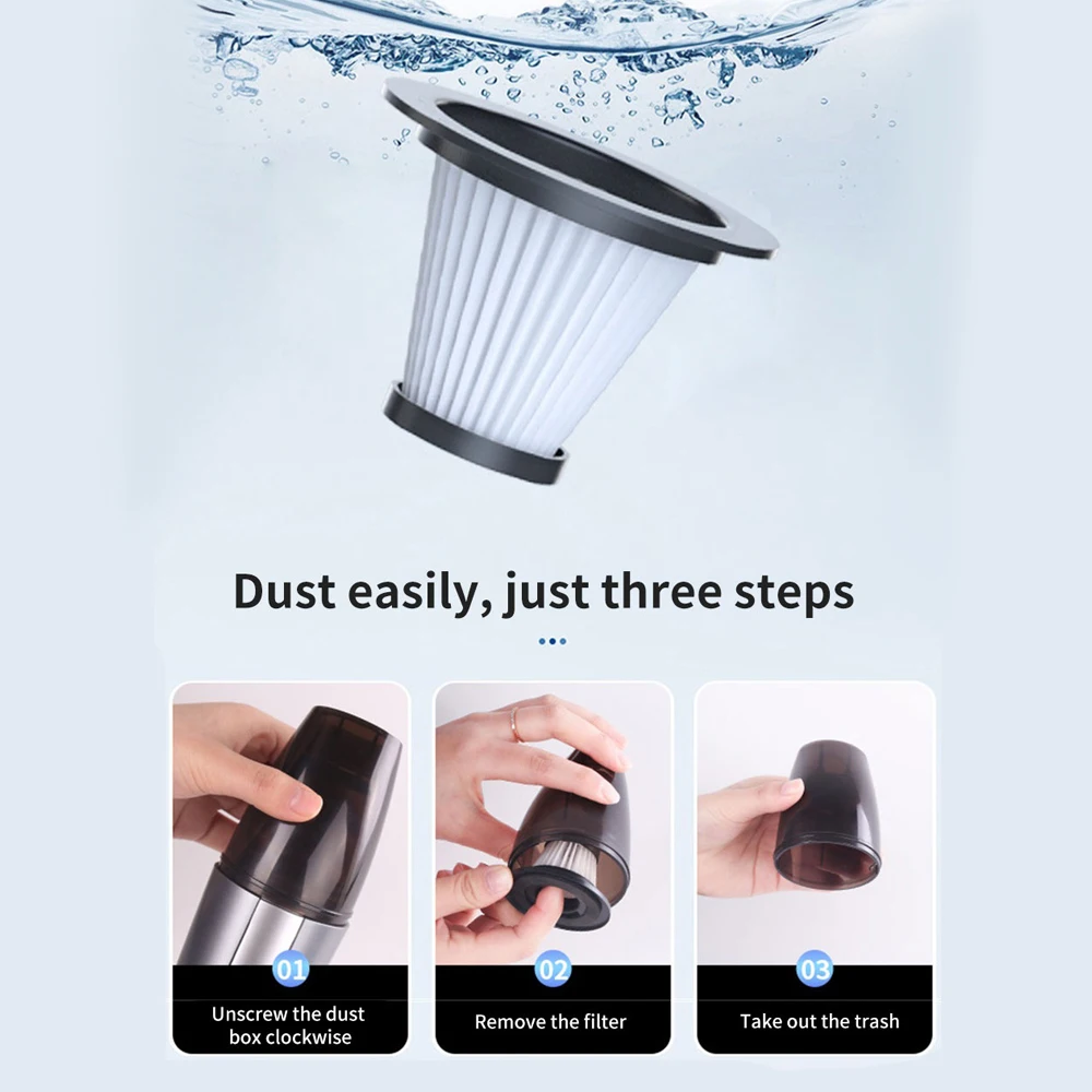 

Handheld Wireless Vacuum Cleaner 6000Pa Powerful Suction Rechargeable Car Vacuum Cleaner Wet/Dry Auto For Car Home