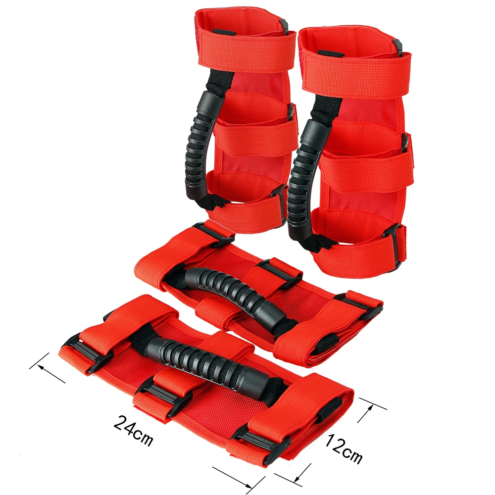 CarBole 4 шт. рулон рукоятка для захвата Jeep Wrangler YJ TJ JK JL JLU красные автомобильные