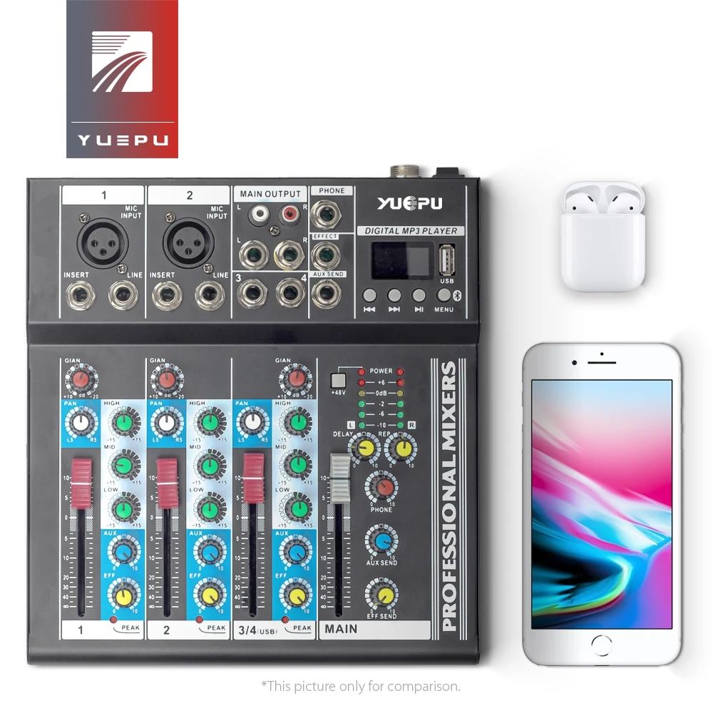 YUEPU RU-F4 Pro звуковой микшерный пульт USB Микшер воспроизведение компьютера 48 В