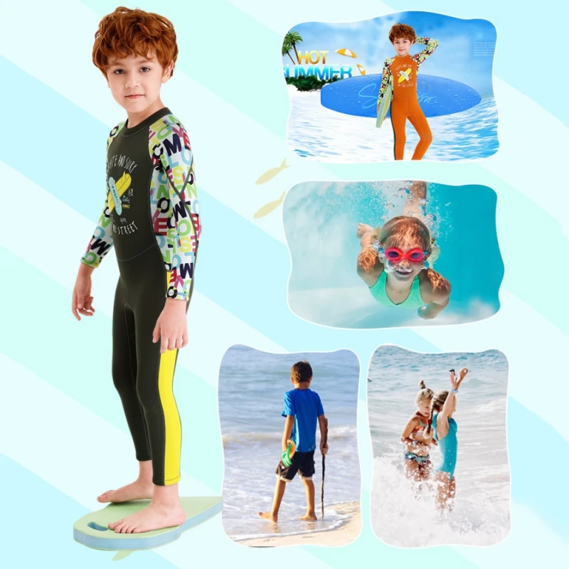 

Children's Swimsuit 2.5mm Diving Suction Continuous Thermal Kids Sunscreen Girls Boys Swimwear