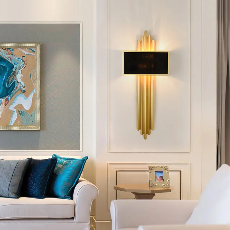 

Postmodern minimalist fashion light luxury wall lamp hotel living room background wall bedroom bedside warm and versatile wall l