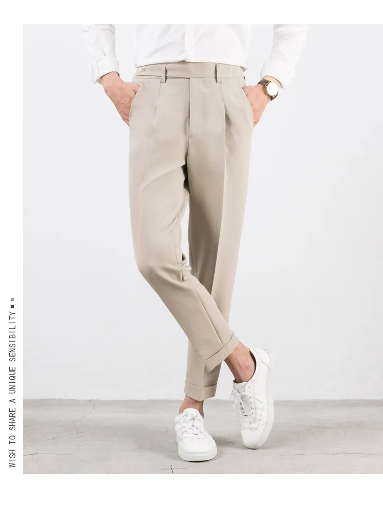 Zogaa Весна Осень Мужчины Платье Брюки для бизнес на каждый день Slim Fit лодыжки длина Pantalon Homme Твердые строгие брюки костюм брюки Новинка