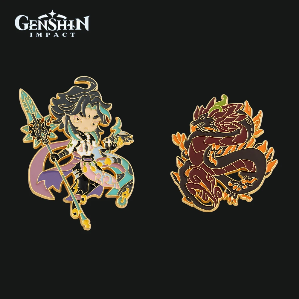 Эмалированная брошь с героями мультфильмов косплей игры Genshin Impact Xiao Morax