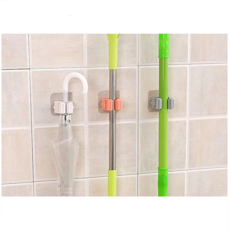 

Bathroom Tools No-Punching Mop Holder Clip Mop Broom Holder Wall Mounted Mop Holder Household Adhesive Storage Broom Hanger