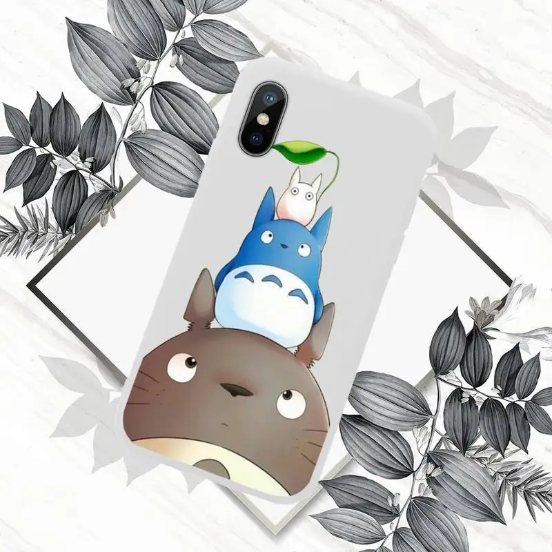 

Cartoon Ghibli Miyazaki Totoro Phone Case Candy Color for iPhone 6 7 8 11 12 s mini pro X XS XR MAX Plus