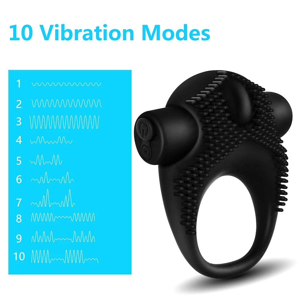 Перезаряжаемый USB массажер для мужского члена с 10 скоростями|Кольца пениса| |