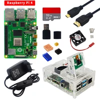 raspberry pi 4 kit 2gb 4gb 8gb ram board 5mp camera acrylic case power supply sd card heat sinks for raspberry pi 4 model b