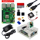 Плата оперативной памяти Raspberry Pi 4, 2 ГБ, 4 ГБ, 8 ГБ, камера 5 Мп, акриловый чехол, блок питания, SD-карта, радиаторы для Raspberry Pi 4, Модель B