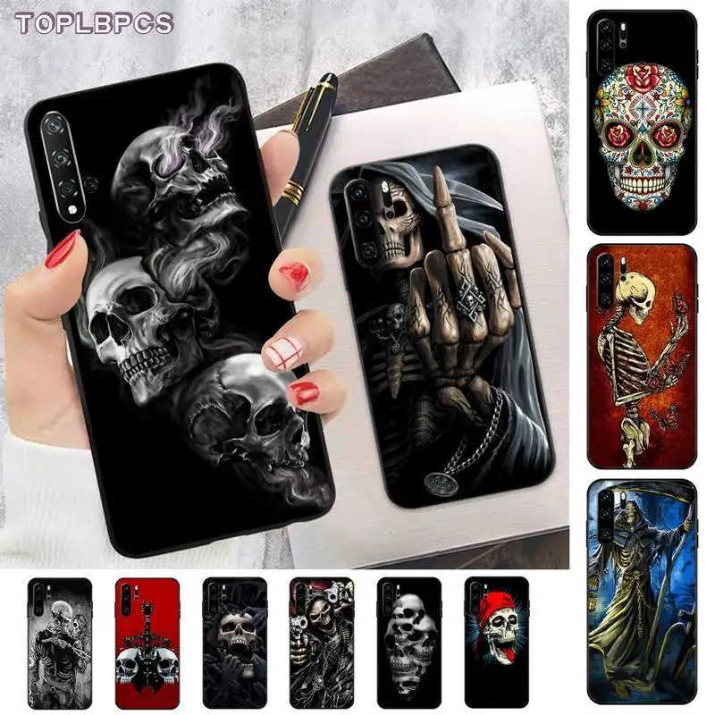TOPLBPCS Grim Reaper Череп Скелет мягкий чехол для телефона huawei P8 P9 p10 p20 P30 P40 pro lite psmart