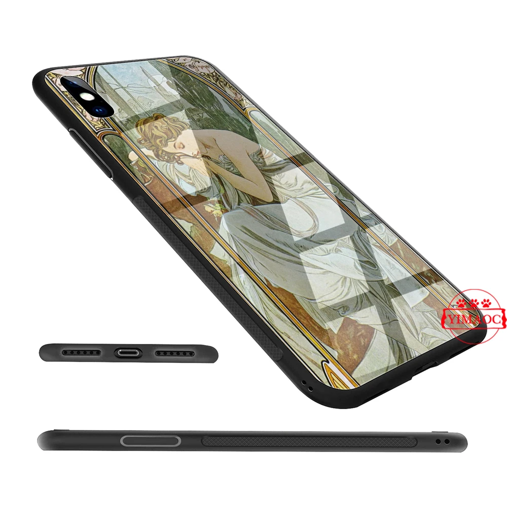 YIMAOC art ALPHONSE MUCHA Slim Design Glass Case for Xiaomi Redmi 4X 6A note 5 6 7 Pro Mi 8 9 Lite A1 A2 F1 |