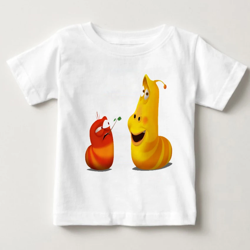 

animation larva Funny cartoon t shirt baby summer O-Neck Stinky insects tops Modal child T-shirt boy and girl summer T-shirt MJ