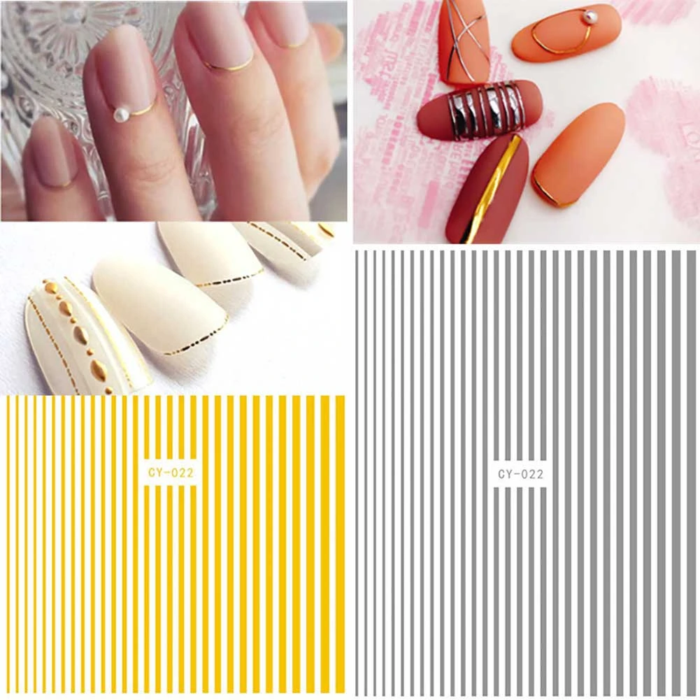 

Sticker 1pc Stripe Gold Curve 3D Lines Nail Nails Stickers Adhesive Striping Tape Nail Art Stickers Decals Rose Gold Silver