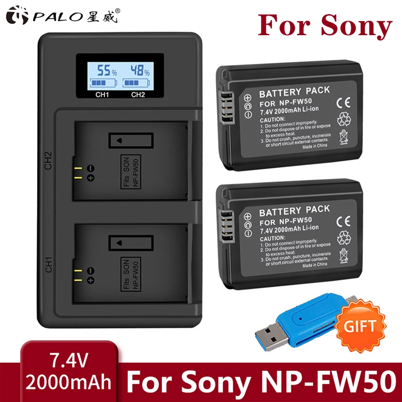 

PALO 2000mAh NP-FW50 NP FW50 NPFW50 Battery rechargeable for Sony Alpha a6500 a6300 a7 7R a7R a7RII a7II NEX-3 NEX-3N NEX-5