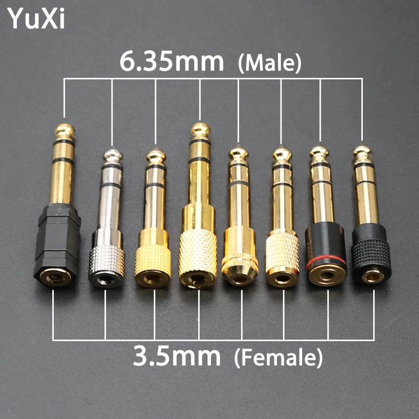 

YuXi Portable Durable Golden Silver 6.35 Male To 3.5 Female Stereo Adapter Plug jack Headphone Adapter Plug Terminals Audio Plug