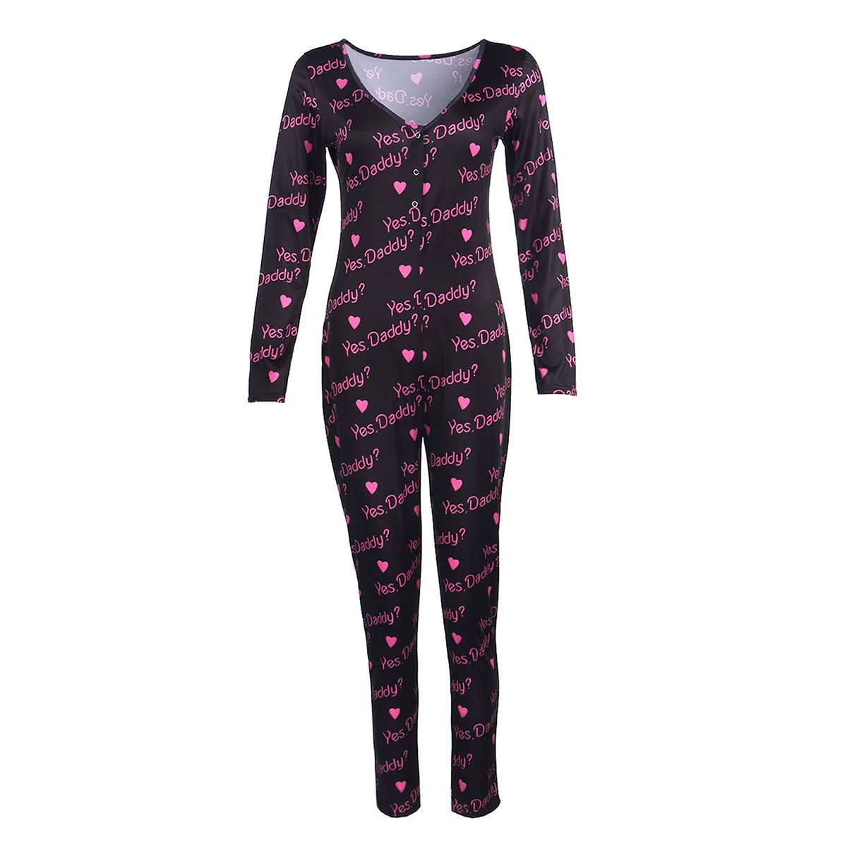 

Womens Fashion Basketball Printed Jumpsuits Siamese Sexy Slim Bodycon V-neck Button Up Long-sleeve Adult Sexy Rompers pajamas